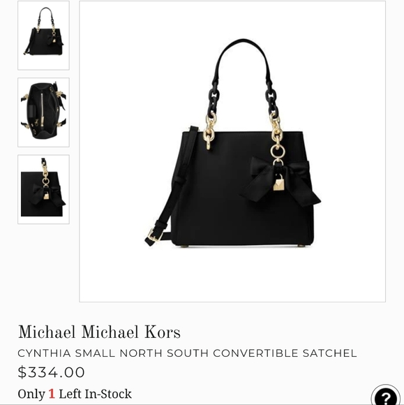 Michael Kors CYNTHIA SMALL NORTH SOUTH CONVERTIBLE SATCHEL black leather - Picture 13 of 13